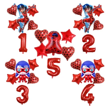 

6Pcs/Set Hot Cartoon Ladybug 32 Inch Foil Balloons Happy Birthday Party Baby Shower Decoration Kids Gifts Toys Globos