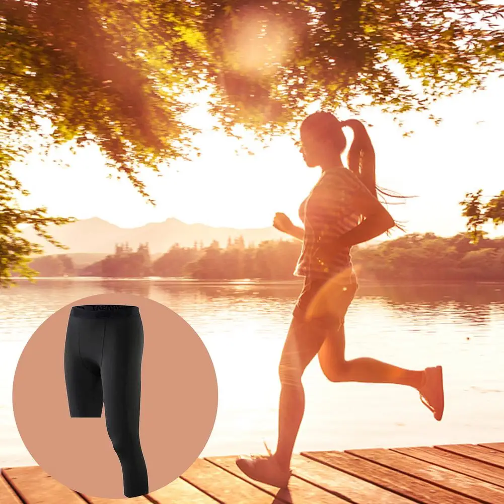 Men's Pants Single-Leg Basketball Tights Men's 3/4 Compression Pants Leggings Tights Mens Tight Athletic Perspiration F