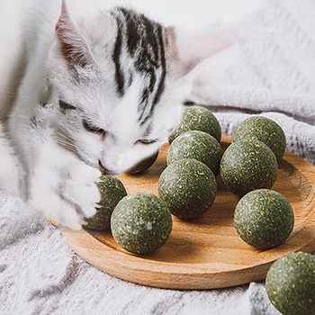 

Natural Cat Catnip Treat Balls Pet Catnip Toys Menthol Kitten Treat Ball Cats Playing Cleaning Teeth Toy