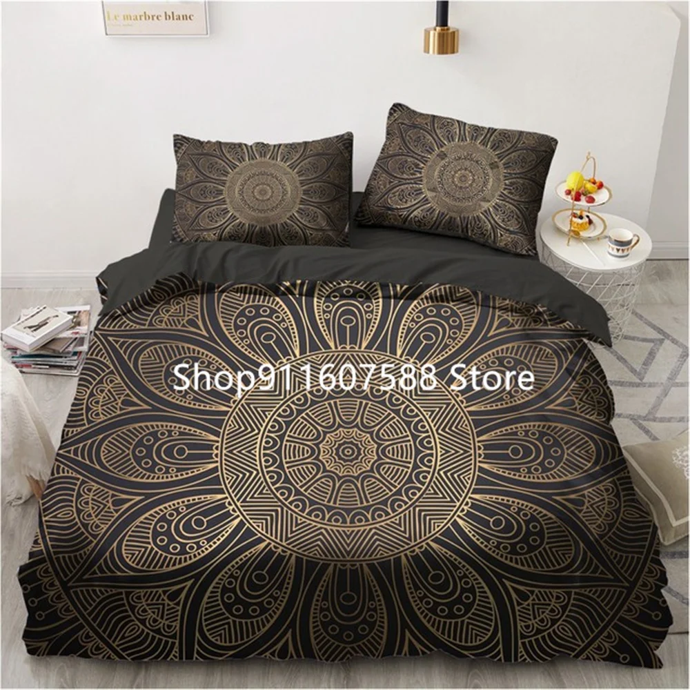 Black Gold Bedding Set Luxury Duvet Cover Sets 3d Moon Dream Catcher Comforter Cover Set Cute Bed Set For Adult 