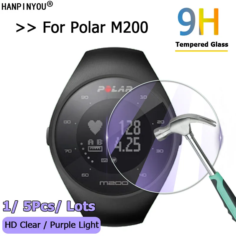 Per Polar M200 Gps Sports Smart Watch Ultra Clear / Anti Purple Light 2.5D Pellicola Proteggi Schermo In Vetro Temperato Temperato