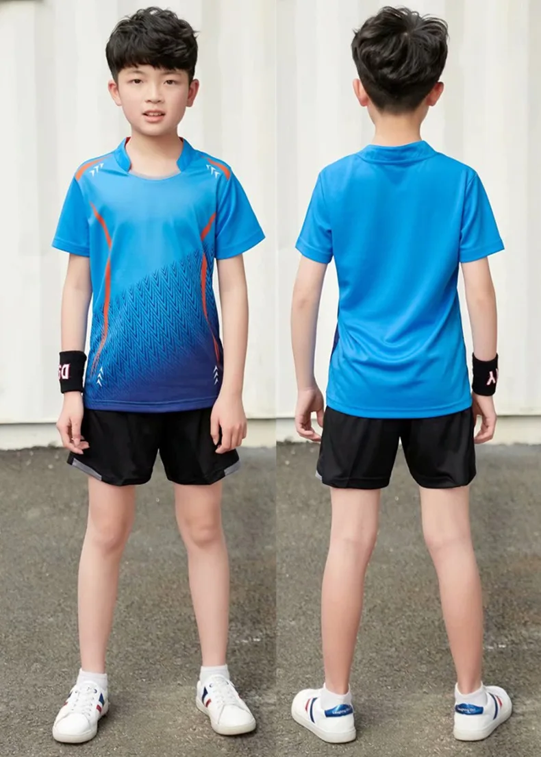 Kids Badminton Sets Boys short sleeve Tennis shirt + Shorts Suit Girls Ping Pong Tops tee Children Running Gym Kit Clothes