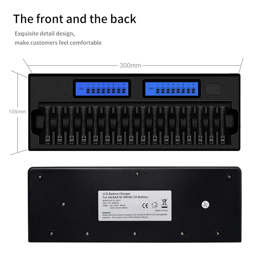 16 слотов ЖК-смарт-зарядное устройство для AA AAA Ni-MH Batteries батареи 16-банки защита от перегрева зарядка