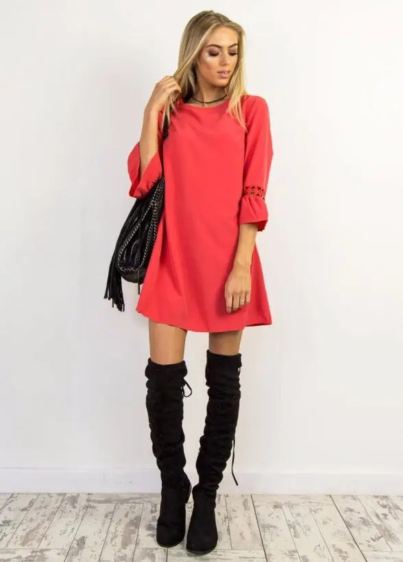Bonjean ТРАПЕЦИЕВИДНОЕ платье для женщин Robe Femme с расклешенными рукавами желтое мини-платье с рукавом три четверти осенние платья BJ1489