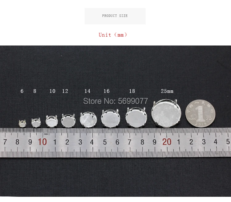 30P Kupfer leere Krallenfassungen für ausgefallene Steine Silber runde Strasssteine Klaue Silver zum Aufnähen von Set Strasssteinen Basisklauen – Detail 5