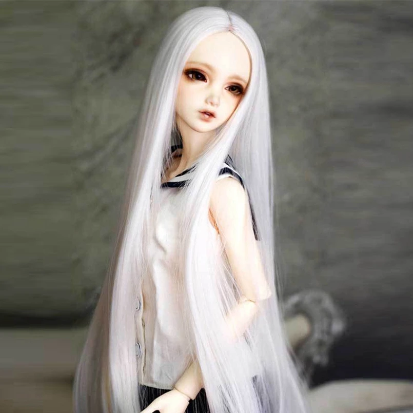 BJD Long Wig Straight White For 1/3 24 