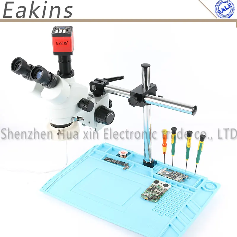 

Trinocular Stereo Microscope 7~45X Zoom simul-focal+13MP HDMI Microscope Camera+LED Light+ Universal single arm rotating bracket