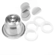 ICafilas, Nescafe фильтры для кофе из нержавеющей стали, для кофейных комплектов Nespresso, фильтрующая сетка и уплотнительное кольцо и ложка-кисточка