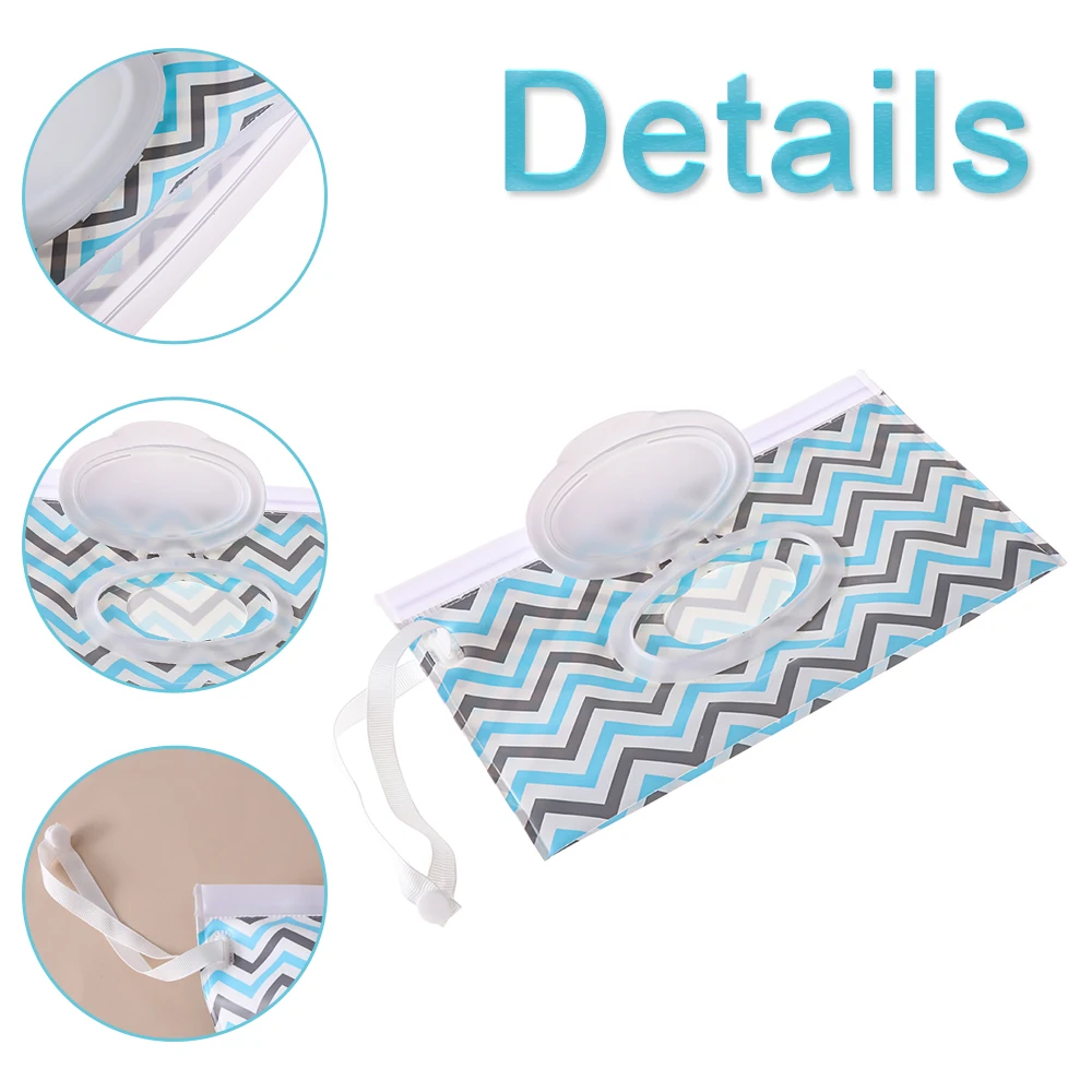 1PC Eco-Friendly Wet Wipes Bag Baby Wipes Box Wet Wipe Box Cleaning Wipes Ziplock Bag Clamshell Snap Strap Wipe Container Case 4