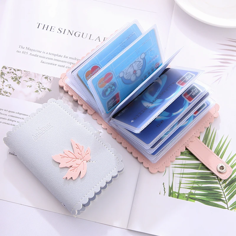 New Fashion and Simplicity Leaves 24 Slots Business Card Case Passport Cover Credit ID Bank Card Holder Wallet For Women