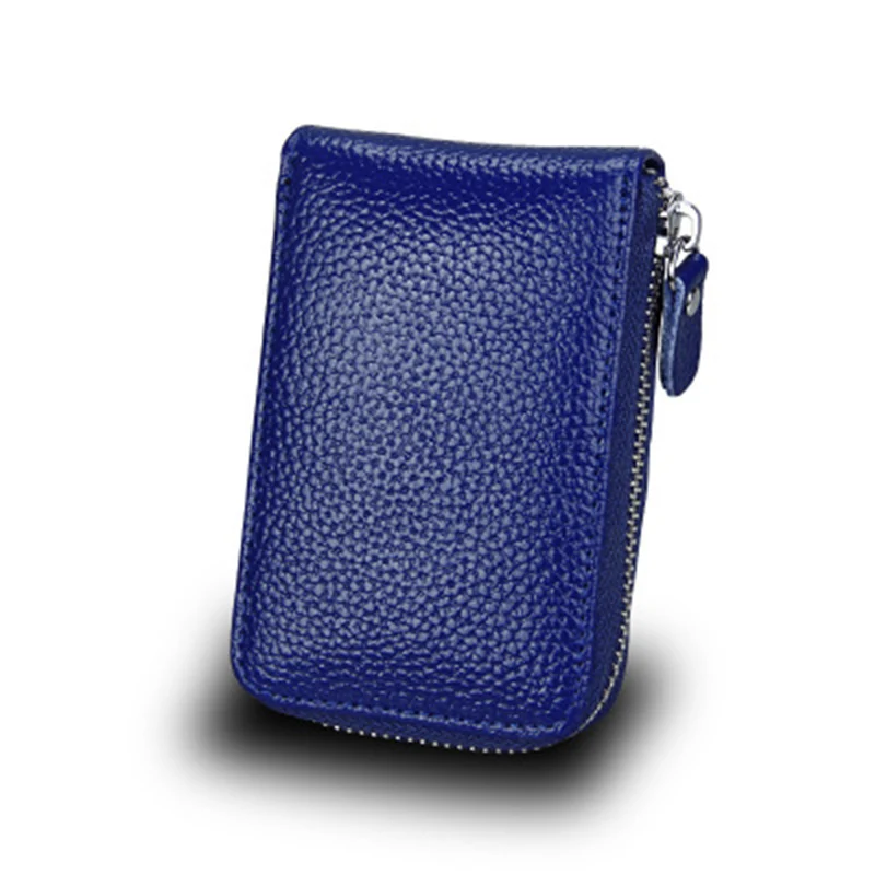 royal blue Кожаный Органайзер, держатель для карт, бизнес, для женщин и мужчин, на молнии, дорожная сумка для карт, много слотов для карт, кошелек LT88 - Цвет: royal blue
