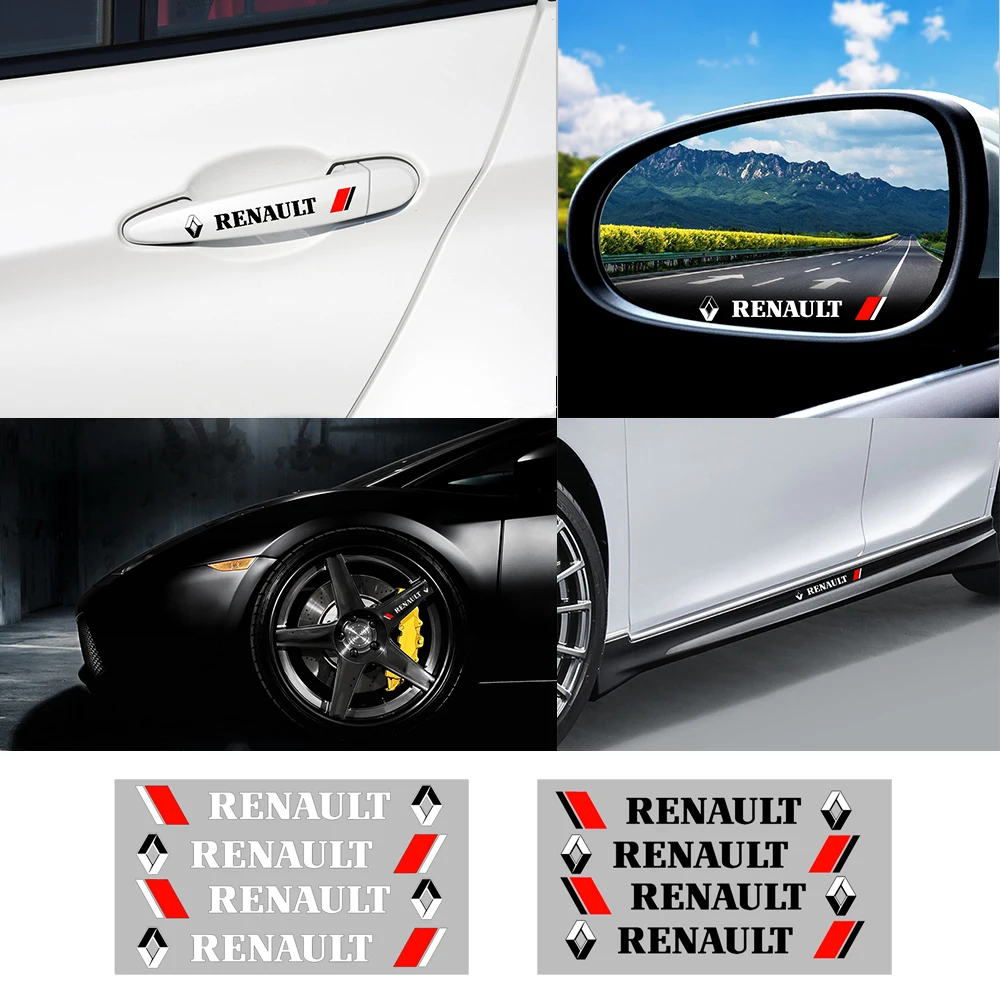 

4PCS Car Door Handle Stickers Rear View Mirror Stickers Car Styling For Renault Duster Megane 2 3 Clio Fluence Logan Captur Lagu