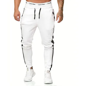 

Fashion New Men's Trousers All-match Long Strips Sweatpants Stitching Color Pockets Drawstring Feet Pants