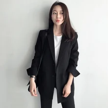 2020 Fashion Spring Single Breasted Black Casual Blazer Notched Collar Women Jacket Full Sleeve Fashion Outerwear Female Blaser