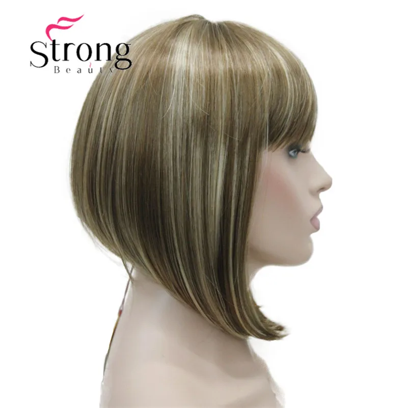 12TT26 Lt. Brown mix StrongBeauty короткий прямой блонд выделенный боб с челкой синтетический парик черный коричневый красный женские парики выбор цвета - Цвет: 12TT26 Lt. Brown mix