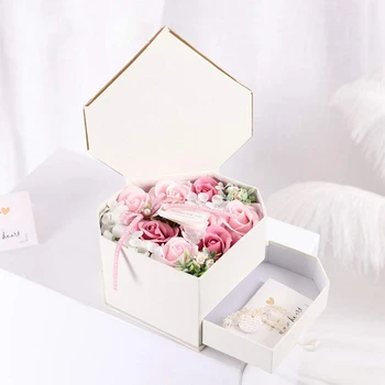 

Creative and Practical Soap FlowerDrawer Heart-Shaped Holiday Gift Box Soap Flower Valentine's Day Gift Creative Matching Card