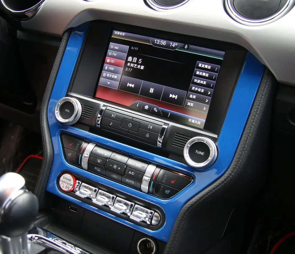 For Ford Mustang ABS Car Radio Dashboard GPS Frame Panel Cover Navigation Frame Cover Trim Stickers
