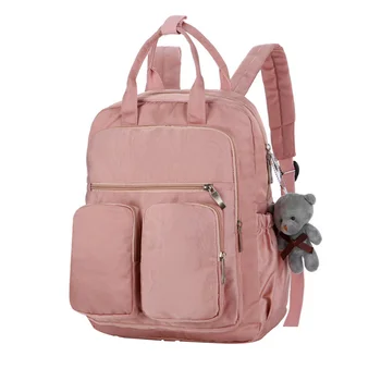 

Men Women Adjustable Strap Travel Waterproof Casual Backpack Scratch Resistant Multi Pocket Outdoor Large Capacity Nylon Solid