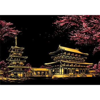 

DIY Cherry Blossom Scratch Painting Postcard Night Scene Scraping Painting