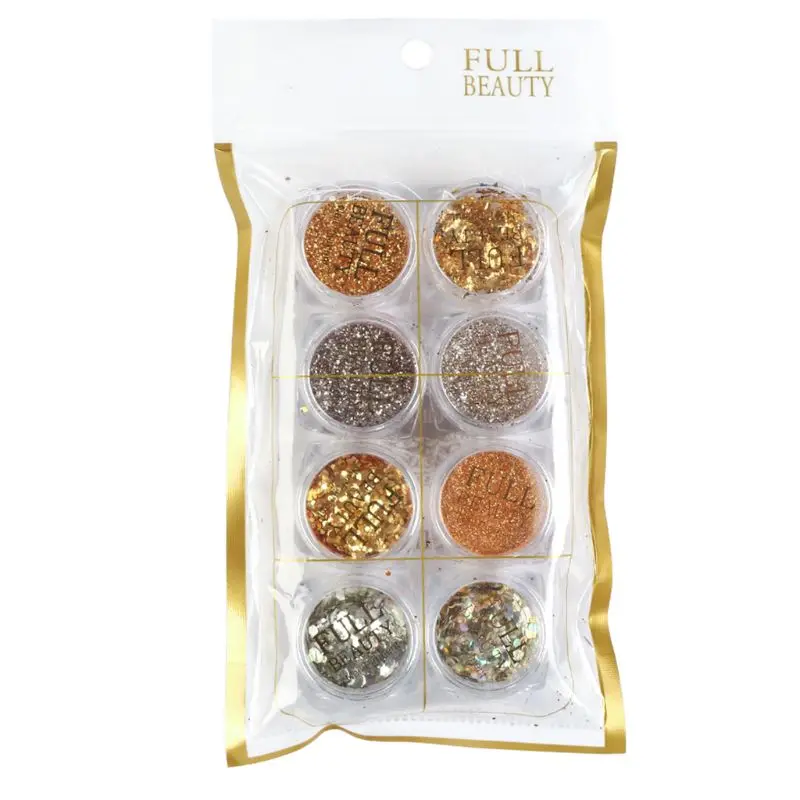 8 Box/Set Irregular Small Round Glitter Paillette Mix Color Sequins Transparent Flakes for DIY Nail Art Manicure Tips Decoration | Красота и