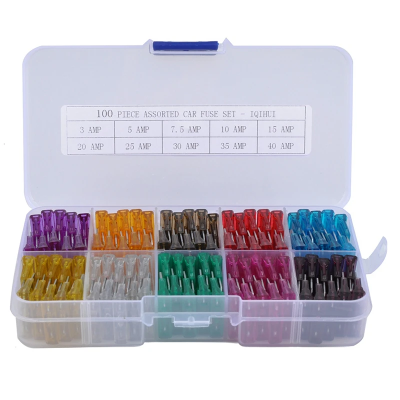 100 шт. лезвие предохранителей Авто для мотоцикла Грузовик; ЛЕГКОВАЯ машина; лодка 3A 5A 7,5 5A 10A 15A 20A 25A 30A 35A 40A