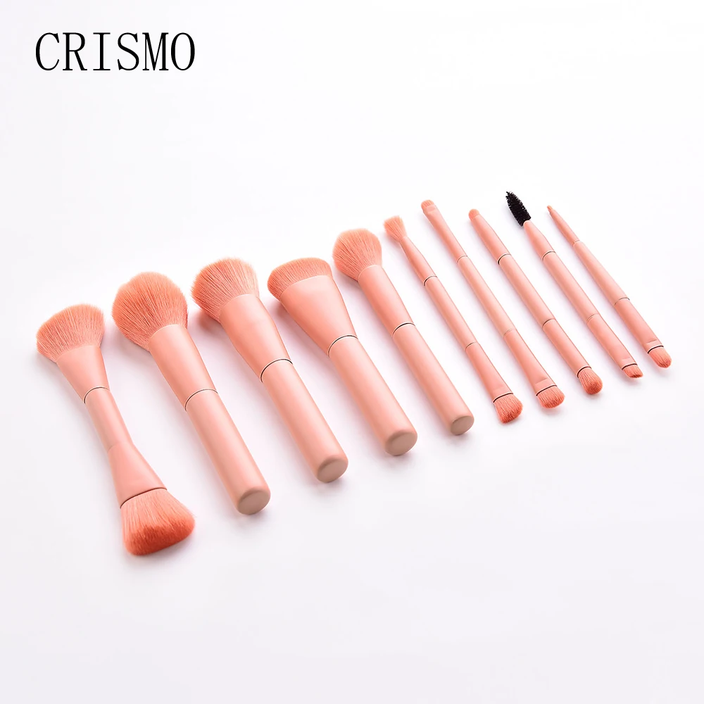CRISMO, 10 шт., розовые кисти для макияжа, пудра, Тональная основа, консилер, румяна для глаз, губ, набор кистей для макияжа, мягкие синтетические волосы, косметический инструмент