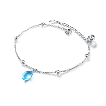 

925 Sterling Silver Blue Crystal Charm Bracelet For Women Bracelet &Bangle Fashion Jewelry Party Gift SL392