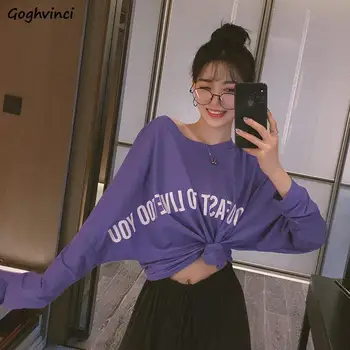 

Women Sets Hip Hop Chic Purple Casual All-match Workout Teens Outfits Letter Design Basic White Tees Top Drawstring Lady Trouser