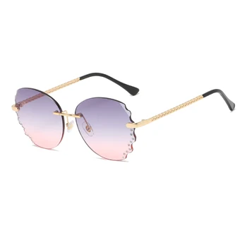 

2020 Ladies' new rimless wave sunglasses with diamond trim Sunglass