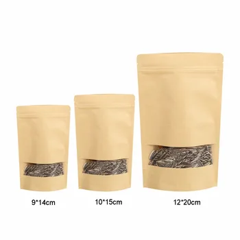 

10PCS/pack Retail Shop Packing Bag Kraft Paper Self Sealing Snack Bags
