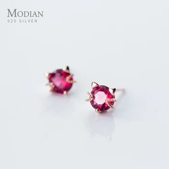 

Modian High Quality 100% 925 Sterling Silver Cute Rose Gold Color Cat Stud Earrings for Women Sterling Silver Jewelry Gift