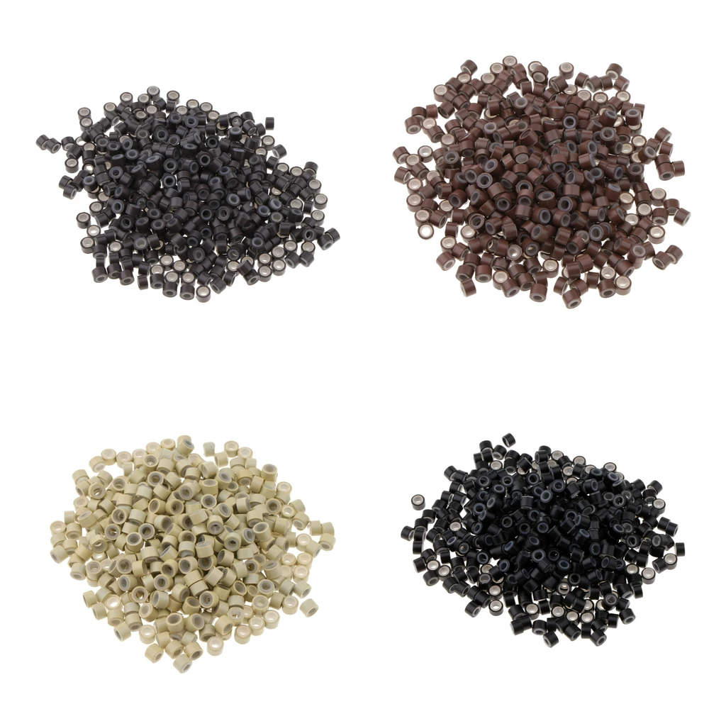 500pcs Silicone Micro Beads Rings Links for Hair Extensions Wig Sew Weaving Links Rings Beads Hair Feather Extensions