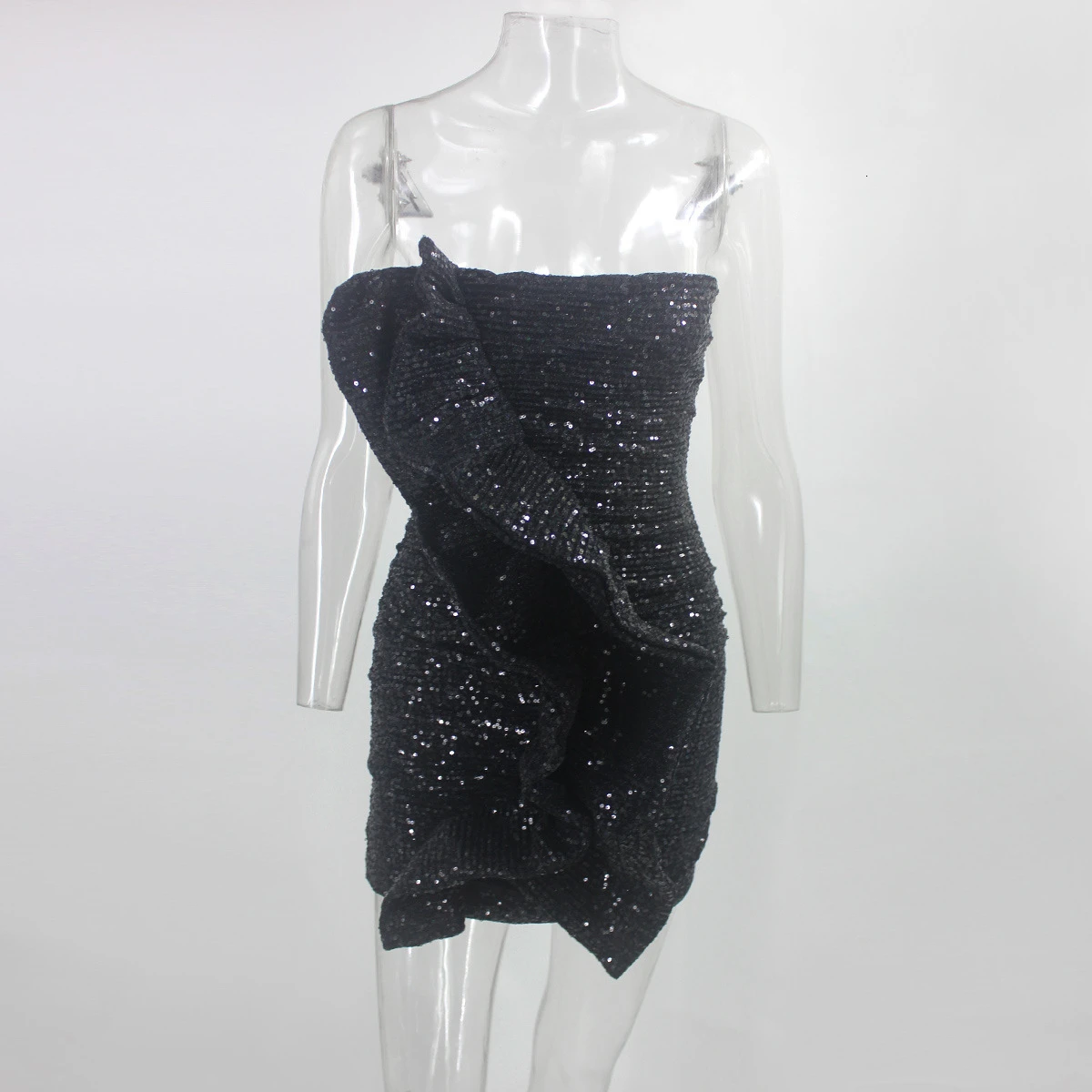 Сексуальное женское платье с оборками, Серебряное платье для ночного клуба, женское элегантное мини платье с открытыми плечами, облегающее платье Vestidos