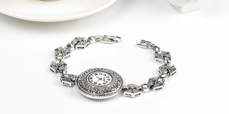Montre Femme, новые женские винтажные кварцевые наручные часы, платье, часы для женщин, черный кристалл, браслет, часы, старинные серебряные часы для женщин