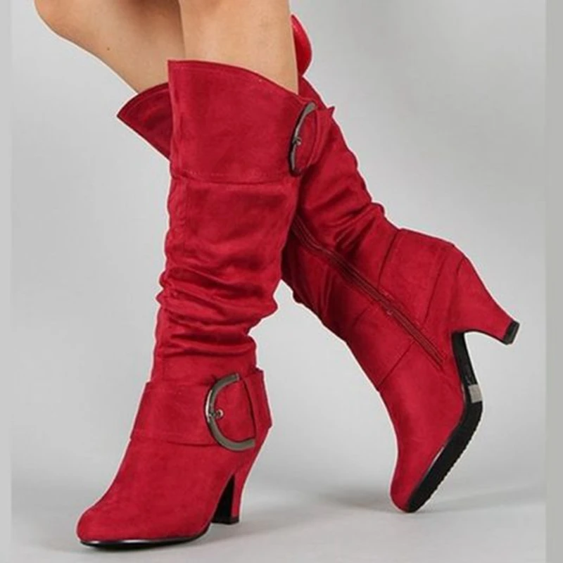 

2019 Women Thigh High Boots Fashion Suede Leather High Heels Lace up Female Over The Knee Boots Plus Size Shoes