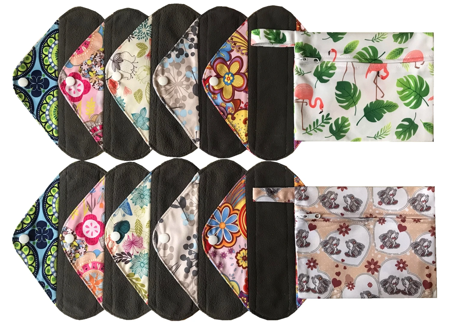 Sanitary Pads JUTESK's 20.5cm / 8 Inch Charcoal Bamboo Mama Cloth/ Menstrual Pads/Sanitary Pad/Panty Liner