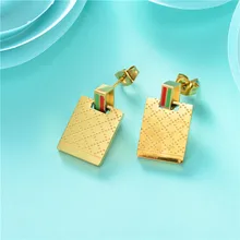 Baoyan, маленькие серьги из нержавеющей стали, женские квадратные прямоугольные роскошные брендовые серьги, серебряный, золотой, титановый гвоздик, серьги для женщин