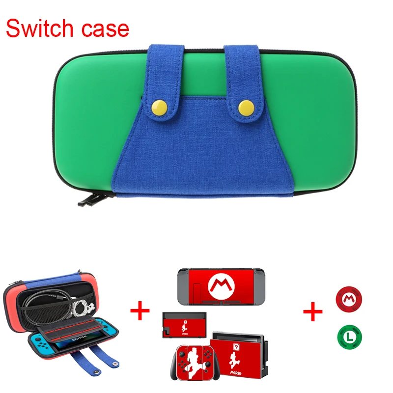 

Marios Skin EVA Portable Storage Bag+Vinyl Sticker+Joystick Grip Caps For Nintend Switch Console Game Protective Accessories