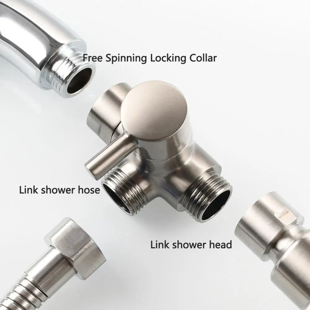 Shower Head Diverter Valve Diverter Valve Faucet Valve T Adapter Valve Shower Head Adapter Ciencia Brass G1/2&rsquo;&rsquo; For Handheld and Fixed Head