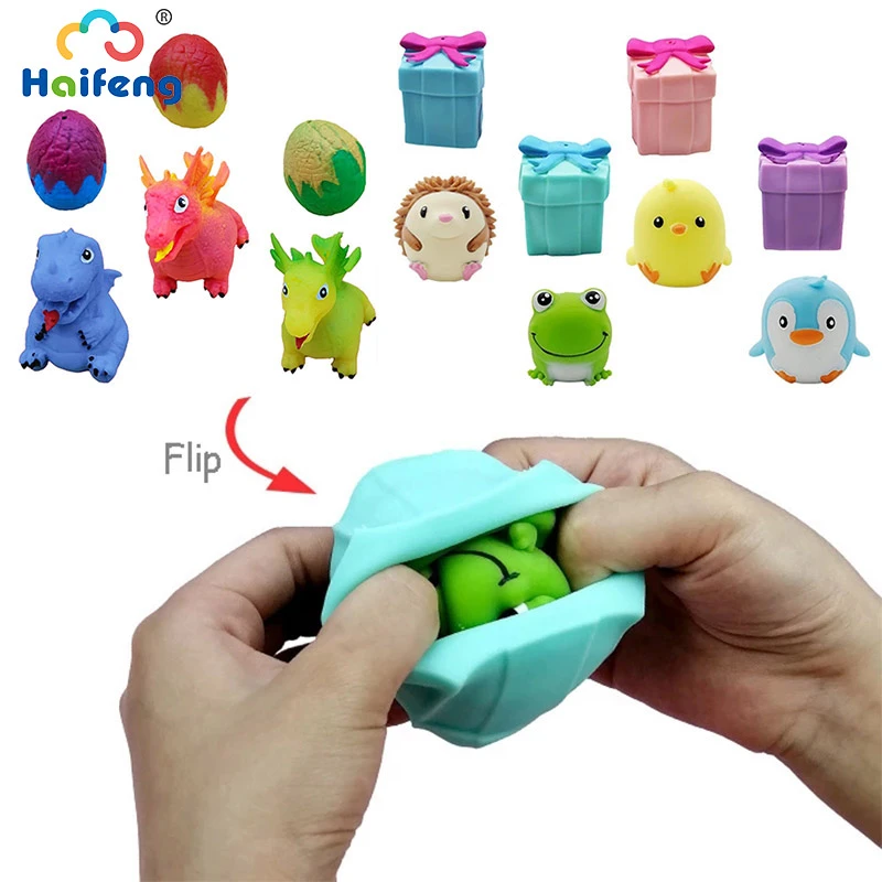 mochi's fidget toys Kawaii Fidget Toy Flip Gift Box Dinosaur Pets Decompression Penguin Animal Pinch Silicone  Relief Stress Toy For Adult Kid Gift banana fidget toy