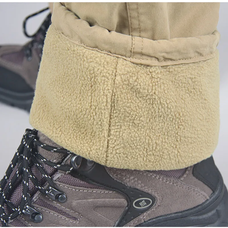 Новинка мужские зимние толстые теплые брюки Карго повседневные флисовые длинные брюки с карманами Модные свободные мешковатые рабочие мужские брюки 3XL