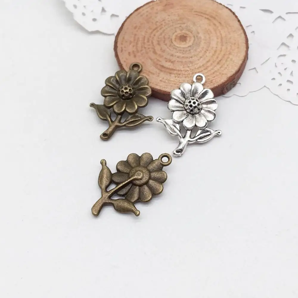 

15 pcs Romantic sunflower flower charms Fit DIY Handmade Fashion Necklace earring bracelet bangles charms for Jewelry Making