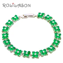 Цветочный дизайн глубокий Зеленый Кристалл изысканные браслеты серебряные ювелирные изделия для здоровья TB441