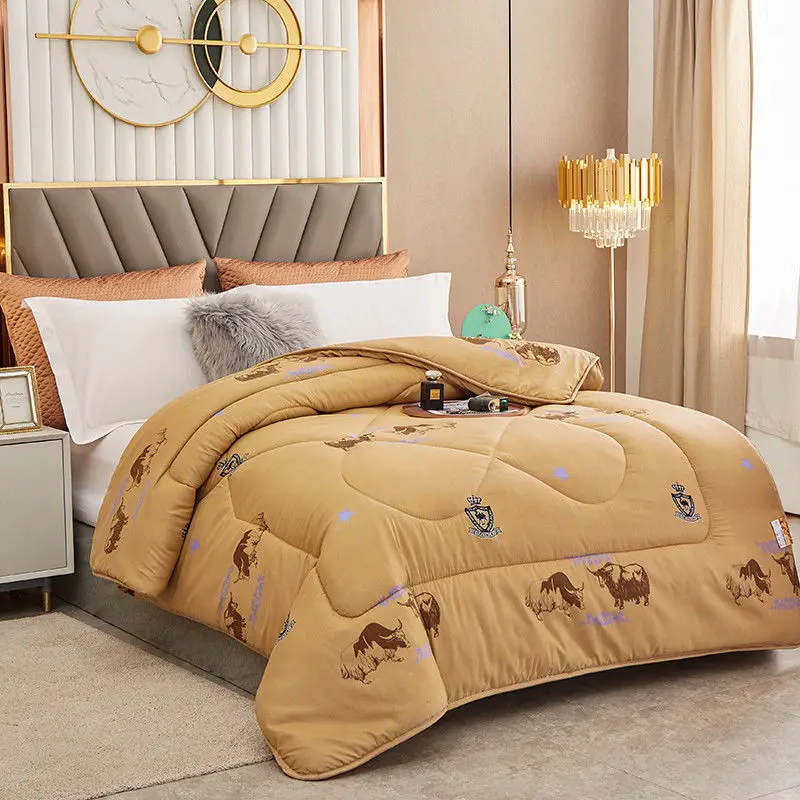 Bed Comforter Winter Camel Wool Bedspread Comforter Warm Quilt Weighted Blanket Camel Hair Quilt Duvet Bedding Couple Bed Nordic Filling
