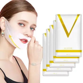 

1/5pcs 4D Double V Shaped Face Mask Lifting Ear Hook Hydrogel V Line Face Sheet Mask Slimming Chin Check Neck Lift Anti Wrinkle