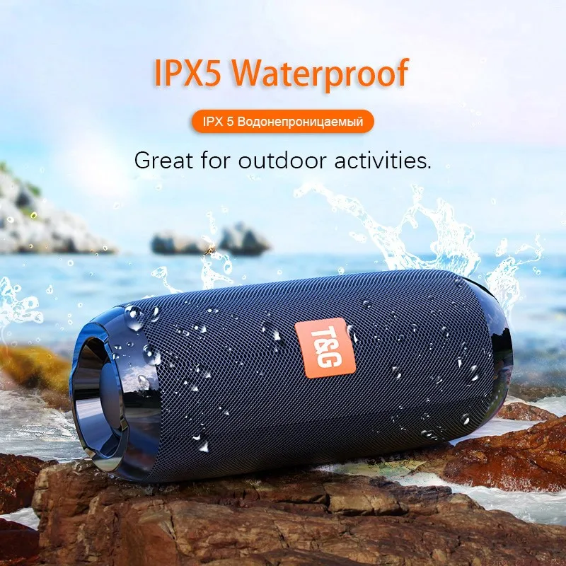 TG117-altavoz inalámbrico con Bluetooth, columna de altavoces portátil impermeables para exteriores, con FM, AUX, tarjeta TF, USB