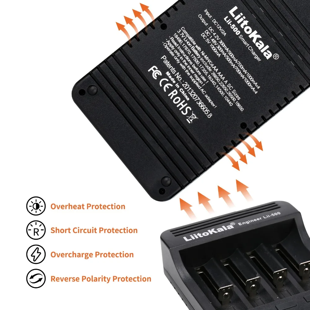 LiitoKala lii-500 ЖК-дисплей 3,7 V 1,2 V 18650 26650 16340 14500 10440 18500 Батарея Зарядное устройство подходит THC Tauren mod