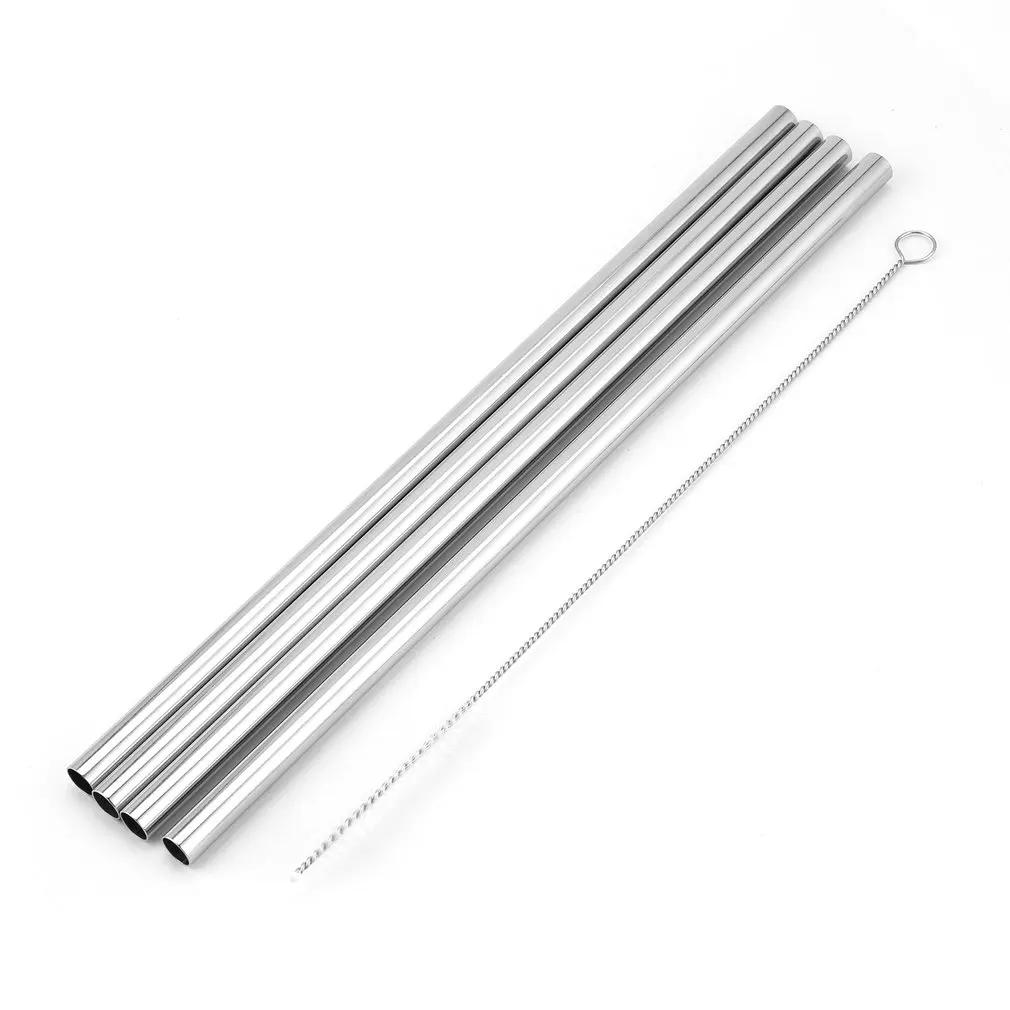 

4pcs Straight Straw Reusable Bent Stainless Steel Straws Set Metal Straw Cocktail Drinking Straw for Party Bar Home