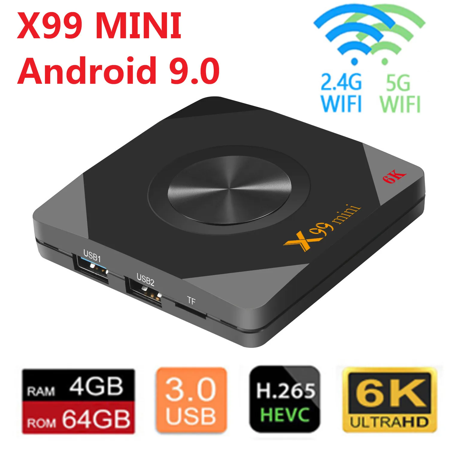 ТВ приставка X99 MINI Android 9 0 6K четырехъядерный Allwinner H6 4 Гб 32 ГБ 64 ГБ|ТВ-приставки и
