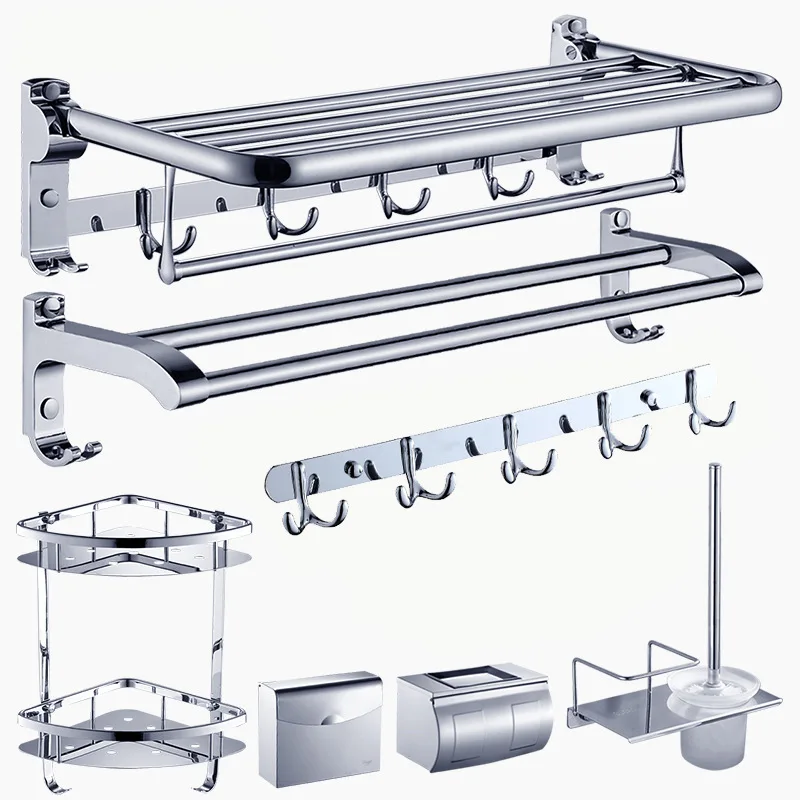 

Hotel Towel Rack Stainless Steel Tower Rack Bathroom Storage Shelf Bathroom Sanitary Ware Hardware Pendant Set